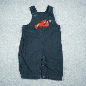 Luigi Kids Navy Blue Corduroy Lobster Applique Embroidered Overalls 6M Vintage